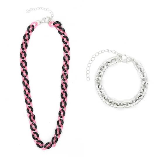 Summer Pink &#x26; Black Accent Jewelry Set by Creatology&#x2122;
